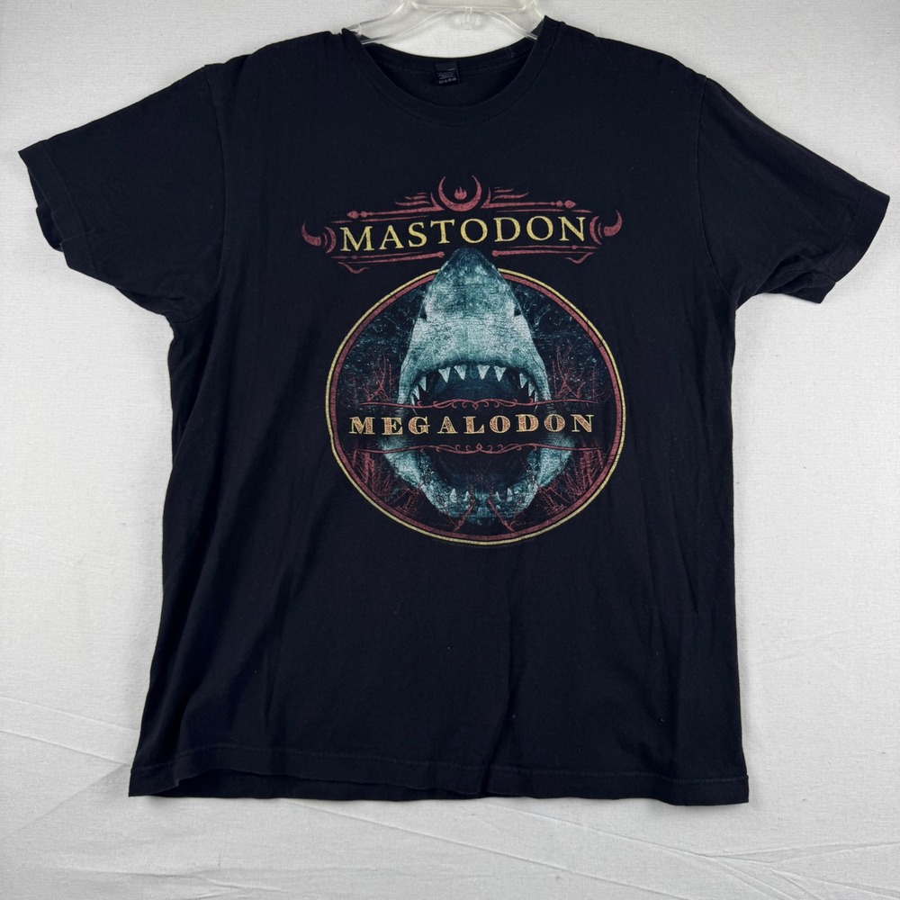 Mastodon Megalodon Band T-Shirt Mens Large Black Tultex Cotton Graphic Tee